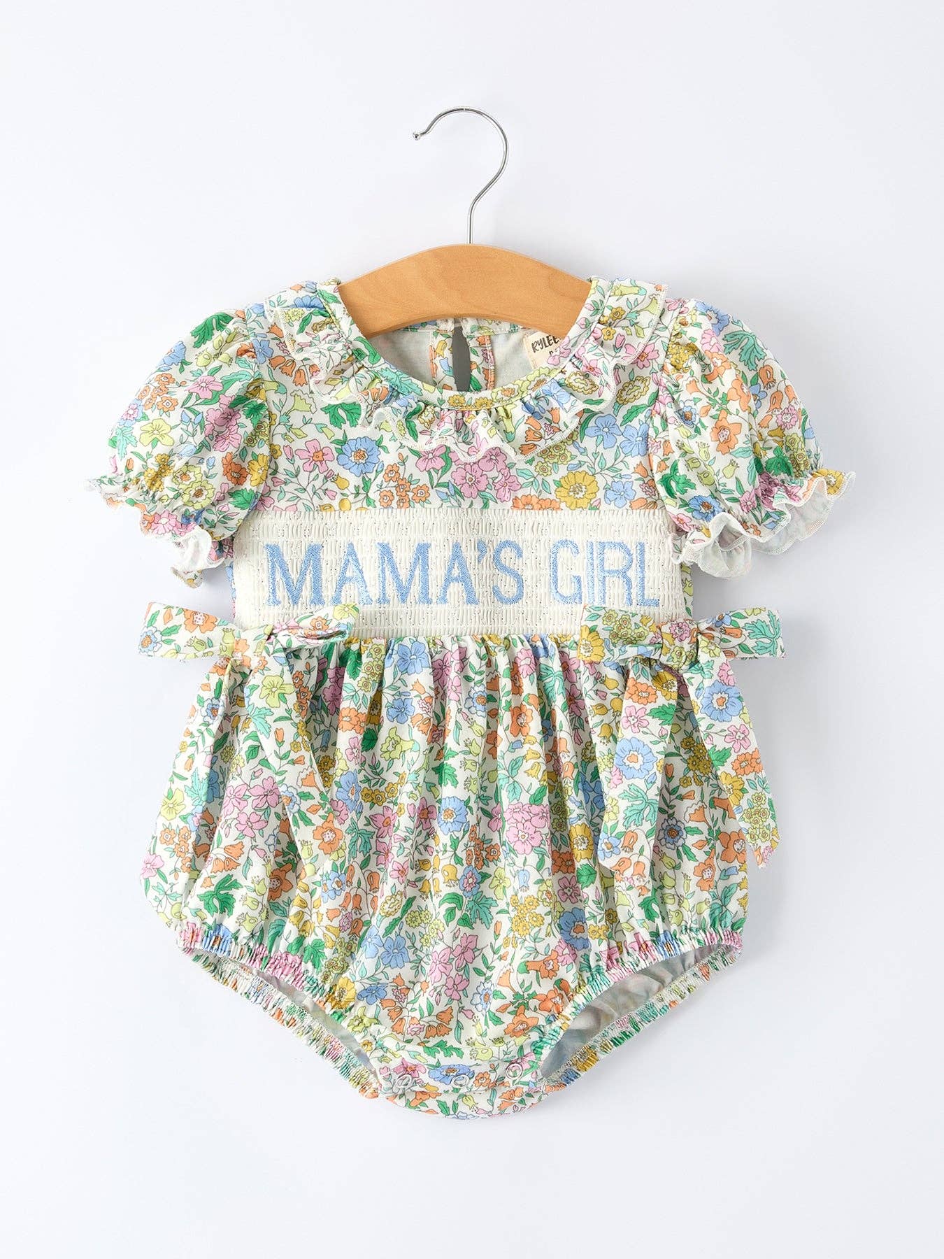 "MAMA'S GIRL" Embroidered Smocked Romper