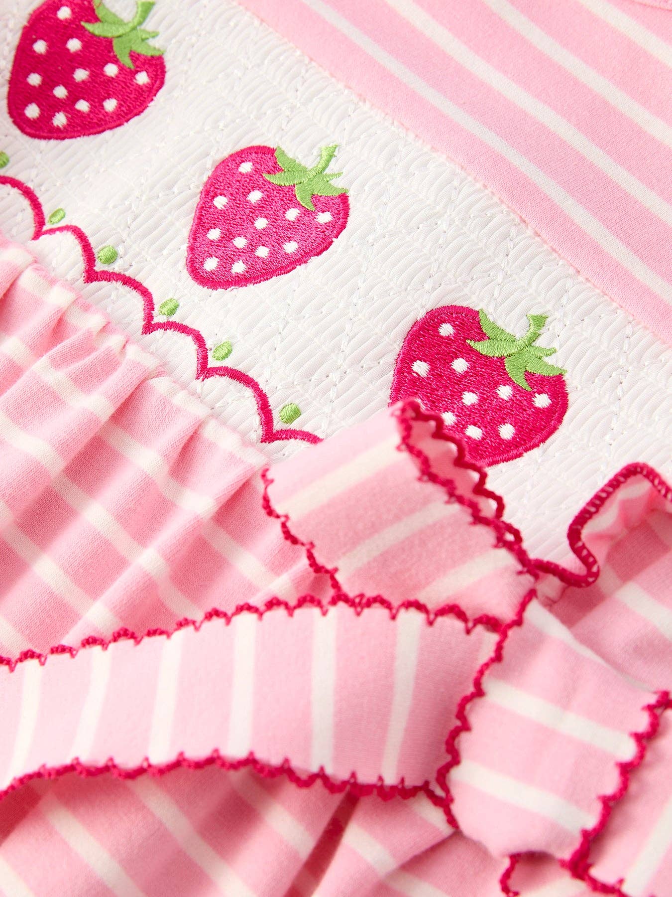 Strawberry Embroidery Smocked Dress