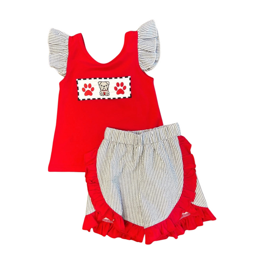 Georgia Bulldog Embroidered Seersucker Shorts Set