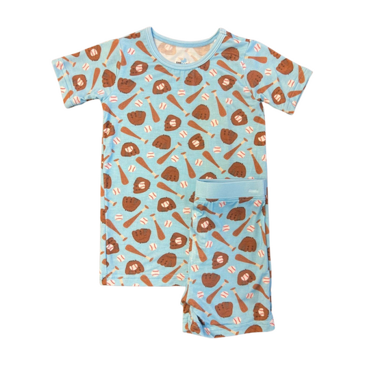 Home Run Blue Bamboo Shorts Set