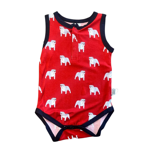 Bulldog Bamboo Button Onesie